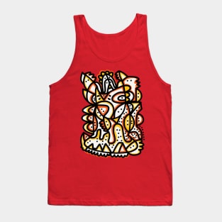 Yellow Orange Graffiti Line Art Creature Tank Top